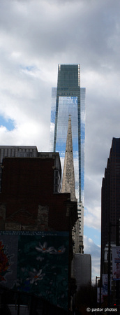 1117 ~ Church Spire against Comcast Tower
